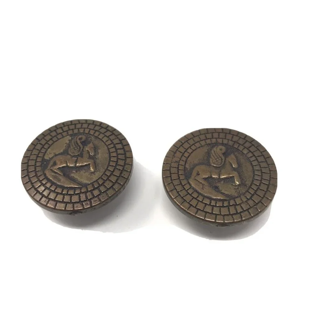 Vintage Brass Cufflinks Roman Style Horse